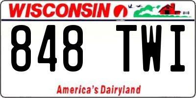 WI license plate 848TWI