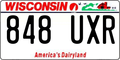 WI license plate 848UXR