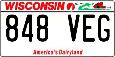 WI license plate 848VEG