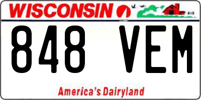 WI license plate 848VEM