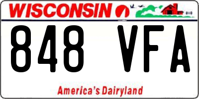 WI license plate 848VFA