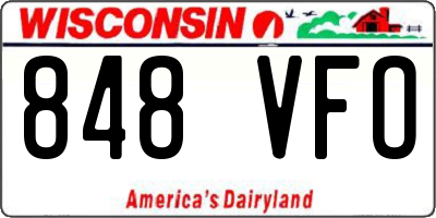 WI license plate 848VFO