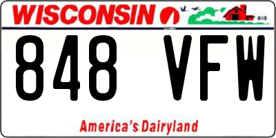 WI license plate 848VFW