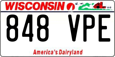 WI license plate 848VPE