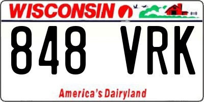 WI license plate 848VRK