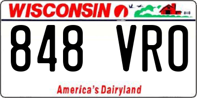 WI license plate 848VRO