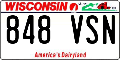 WI license plate 848VSN