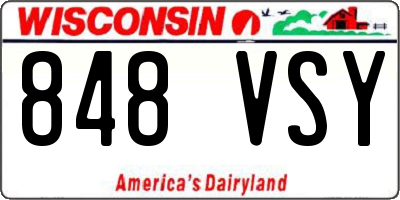 WI license plate 848VSY