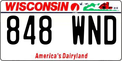 WI license plate 848WND