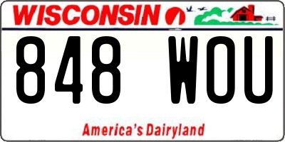 WI license plate 848WOU