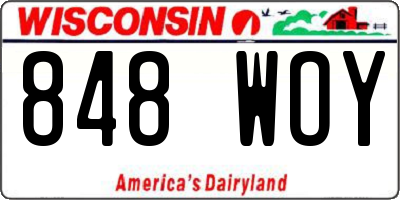 WI license plate 848WOY