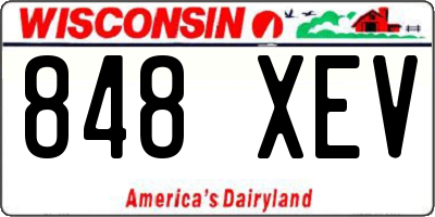 WI license plate 848XEV