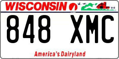 WI license plate 848XMC