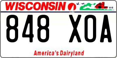 WI license plate 848XOA