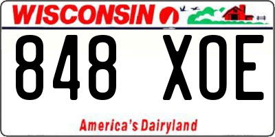 WI license plate 848XOE