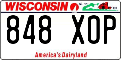 WI license plate 848XOP