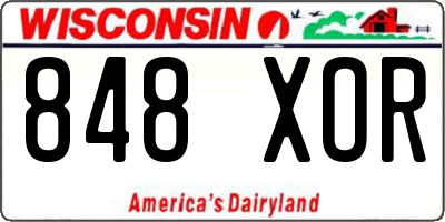 WI license plate 848XOR