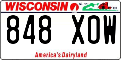 WI license plate 848XOW