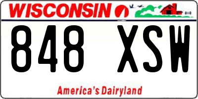 WI license plate 848XSW