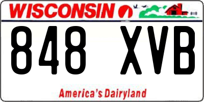 WI license plate 848XVB