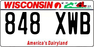 WI license plate 848XWB