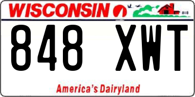 WI license plate 848XWT