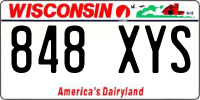 WI license plate 848XYS