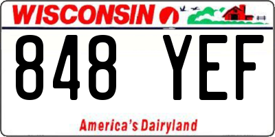 WI license plate 848YEF