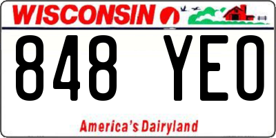 WI license plate 848YEO