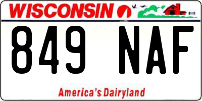 WI license plate 849NAF