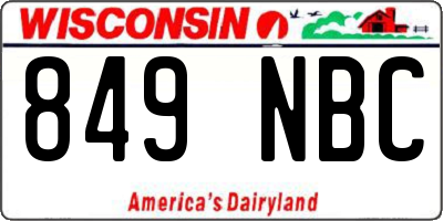 WI license plate 849NBC