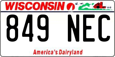 WI license plate 849NEC