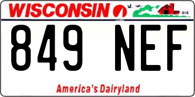 WI license plate 849NEF