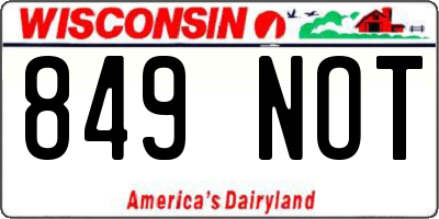 WI license plate 849NOT
