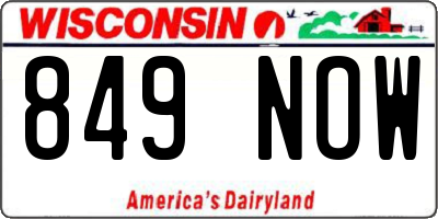 WI license plate 849NOW