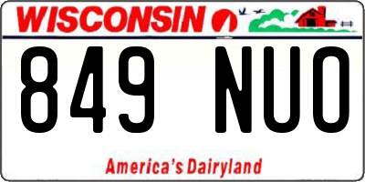 WI license plate 849NUO