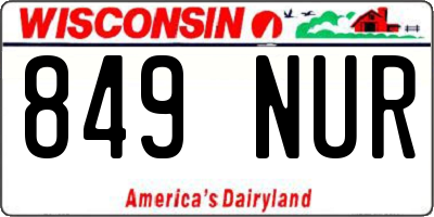 WI license plate 849NUR
