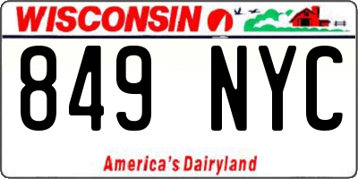 WI license plate 849NYC