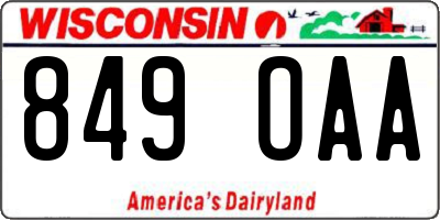 WI license plate 849OAA