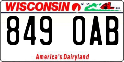 WI license plate 849OAB