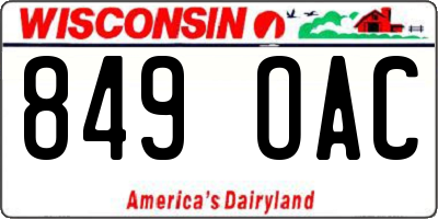 WI license plate 849OAC