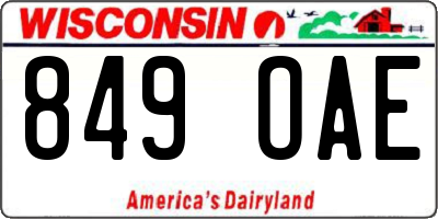 WI license plate 849OAE