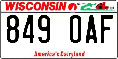 WI license plate 849OAF