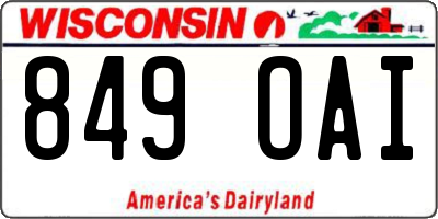 WI license plate 849OAI