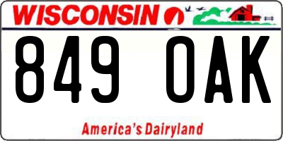 WI license plate 849OAK