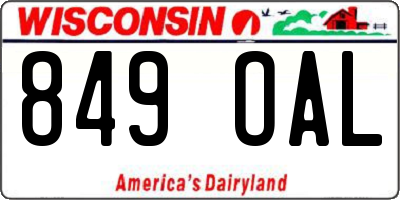 WI license plate 849OAL