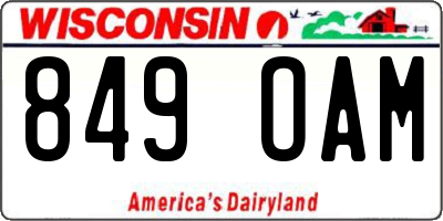 WI license plate 849OAM