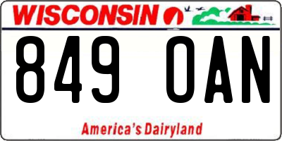WI license plate 849OAN
