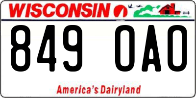 WI license plate 849OAO