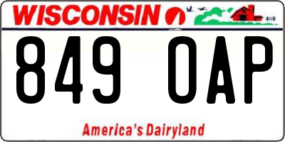 WI license plate 849OAP